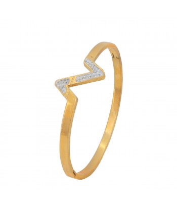 Γυναικείο Βραχιόλι Χειροπέδα Χρυσό από Ατσάλι με Ζιργκόν πέτρες Γυναικείο Βραχιόλι Χειροπέδα Χρυσό από Ατσάλι με Ζιργκόν πέτρες