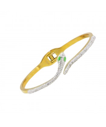 Γυναικείο Βραχιόλι από Ατσάλι σε Χρυσό Χρώμα με Σχέδιο "Φίδι" εμπλουτισμένο με Ζιργκόν Γυναικείο Βραχιόλι από Ατσάλι σε Χρυσό Χρώμα με Σχέδιο "Φίδι" εμπλουτισμένο με Ζιργκόν