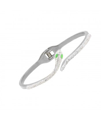 Γυναικείο Βραχιόλι από Ατσάλι σε Ασημί Χρώμα με Σχέδιο "Φίδι" Εμπλουτισμένο με Ζιργκόν Γυναικείο Βραχιόλι από Ατσάλι σε Ασημί Χρώμα με Σχέδιο "Φίδι" Εμπλουτισμένο με Ζιργκόν