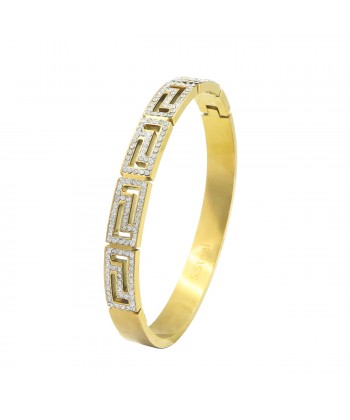 Γυναικείο Βραχιόλι - Χειροπέδα από Ατσάλι σε Χρυσό Χρώμα με πέτρες ζιρκον Γυναικείο Βραχιόλι - Χειροπέδα από Ατσάλι σε Χρυσό Χρώμα με πέτρες ζιρκον