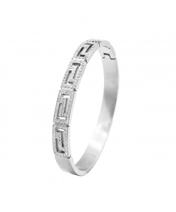 Γυναικείο Βραχιόλι - Χειροπέδα από Ατσάλι σε Ασημί Χρώμα με πέτρες ζιρκον Γυναικείο Βραχιόλι - Χειροπέδα από Ατσάλι σε Ασημί Χρώμα με πέτρες ζιρκον