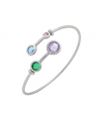 Γυναικείο Βραχιόλι Χειροπέδα από Ατσάλι σε Ασημί Χρώμα Με Πέτρες Ζιρκόν. Γυναικείο Βραχιόλι Χειροπέδα από Ατσάλι σε Ασημί Χρώμα Με Πέτρες Ζιρκόν.