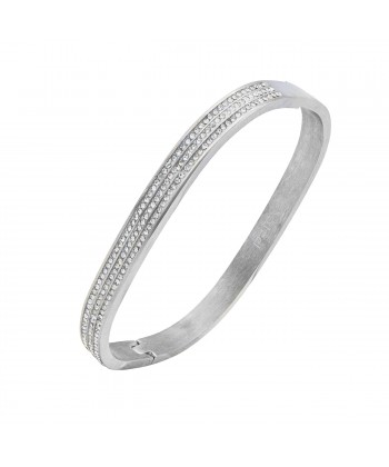 Γυναικείο Βραχιόλι Χειροπέδα από Ατσάλι Τετραγωνισμένο Εμπλουτισμένο με Ζιργκόν πέτρες Γυναικείο Βραχιόλι Χειροπέδα από Ατσάλι Τετραγωνισμένο Εμπλουτισμένο με Ζιργκόν πέτρες