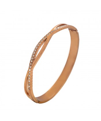 Γυναικείο Βραχιόλι Χειροπέδα Ροζ/Χρυσό από Ατσάλι με Ζιργκόν πέτρες (20gr) Γυναικείο Βραχιόλι Χειροπέδα Ροζ/Χρυσό από Ατσάλι με Ζιργκόν πέτρες (20gr)