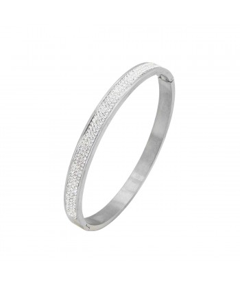 Γυναικείο Βραχιόλι Χειροπέδα από Ατσάλι σε Ασημί Χρώμα με Ζιργκόν πέτρες Γυναικείο Βραχιόλι Χειροπέδα από Ατσάλι σε Ασημί Χρώμα με Ζιργκόν πέτρες