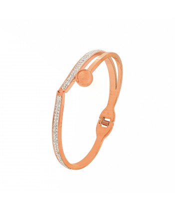 Γυναικείο Βραχιόλι Χειροπέδα Ροζ/Χρυσό από Ατσάλι με Ζιργκόν πέτρες (20gr) Γυναικείο Βραχιόλι Χειροπέδα Ροζ/Χρυσό από Ατσάλι με Ζιργκόν πέτρες (20gr)