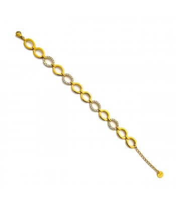 Γυναικείο Βραχιόλι Αλυσίδα από Ατσάλι σε Χρυσό Χρώμα με Πέτρες Ζιργκόν