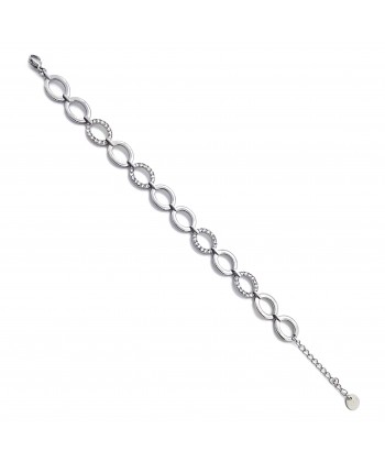 Γυναικείο Βραχιόλι Αλυσίδα από Ατσάλι σε Ασημί Χρώμα με Ζιρκον 