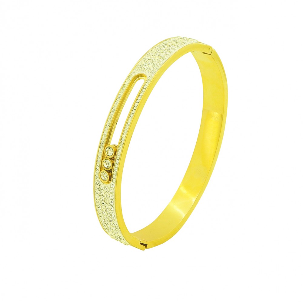 Γυναικείο Βραχιόλι από Ατσάλι σε Χρυσό Χρώμα και πέτρες ζιρκον 