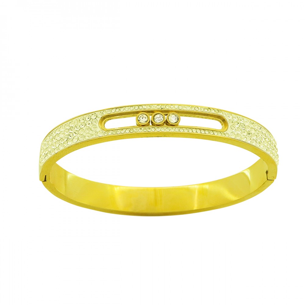 Γυναικείο Βραχιόλι από Ατσάλι σε Χρυσό Χρώμα και πέτρες ζιρκον 