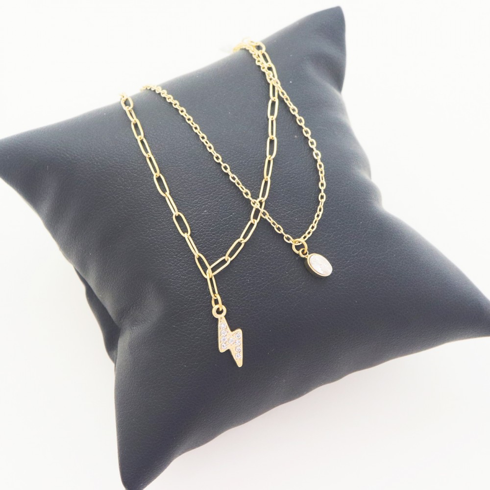 Γυναικείο Βραχιόλι - Αλυσίδα με Ζιργκόν από Ατσάλι σε Χρυσό Χρώμα με Αυξομειωτή  