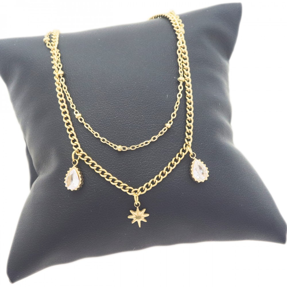 Γυναικείο Βραχιόλι - Αλυσίδα  από Ατσάλι με Αυξομειωτή σε Χρυσό Χρώμα  με Ζιρκόν