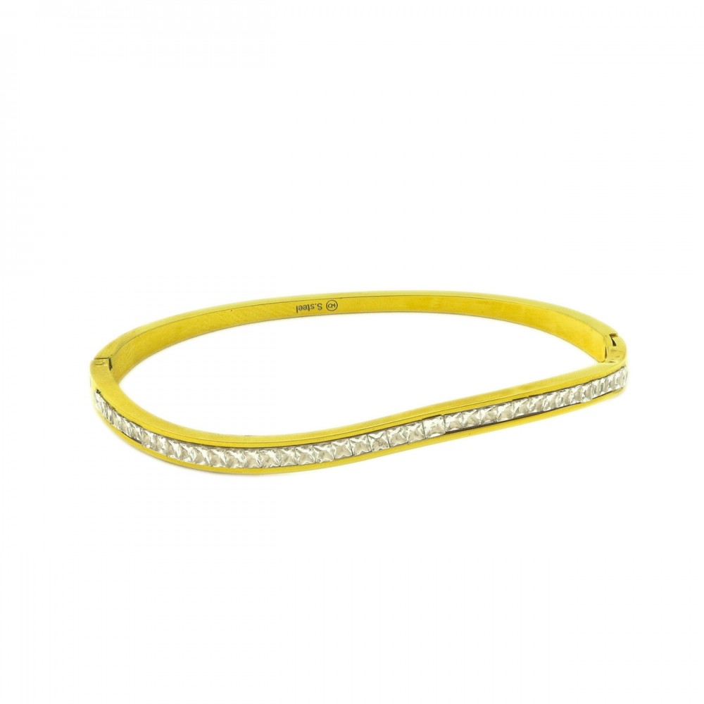 Γυναικείο Βραχιόλι - Χειροπέδα από Ατσάλι με Ζιργκόν  πέτρες