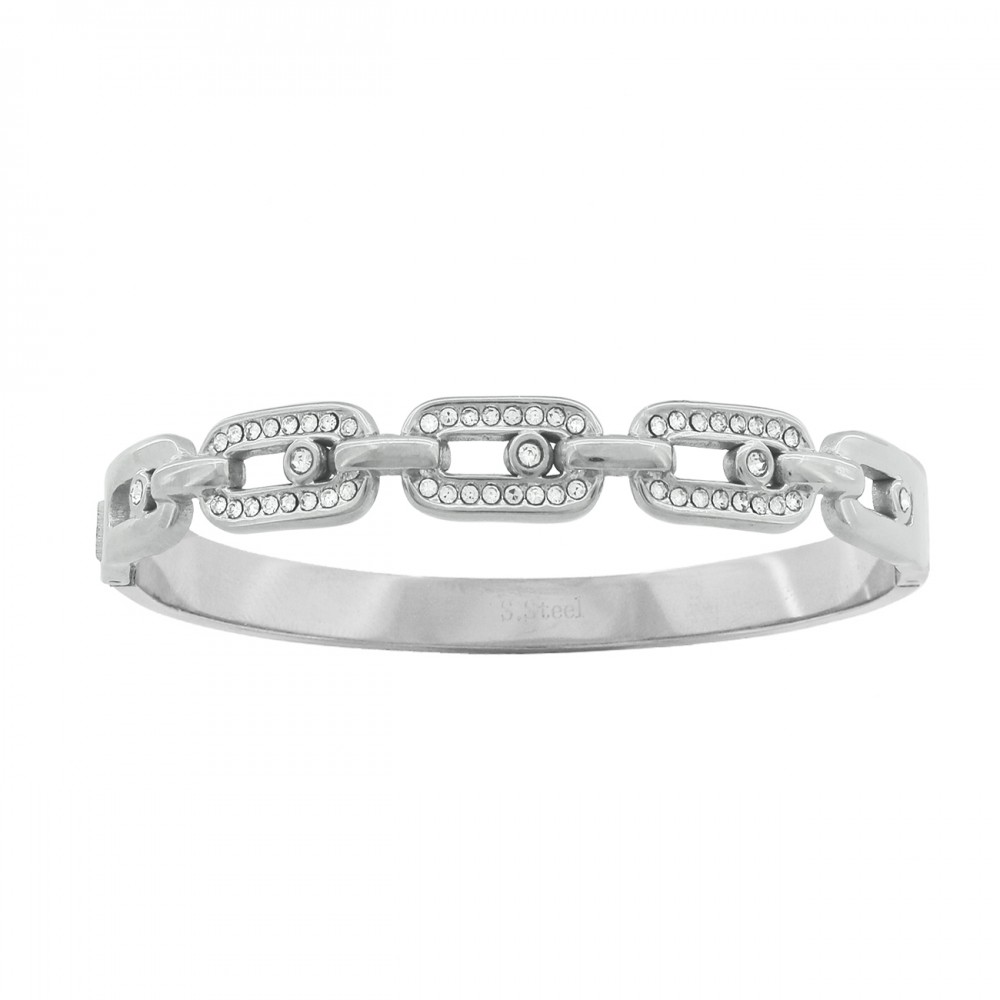 Γυναικείο Βραχιόλι - Χειροπέδα από Ατσάλι σε Ασημί Χρώμα Γυναικείο Βραχιόλι - Χειροπέδα από Ατσάλι σε Ασημί Χρώμα