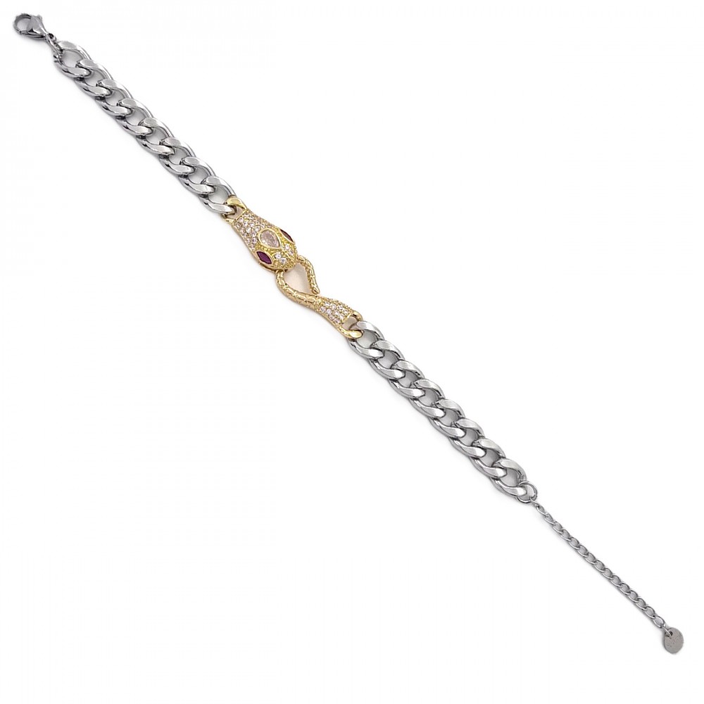 Γυναικείο Βραχιόλι - Αλυσίδα με Ζιργκόν από Ατσάλι σε Ασημί Χρώμα με Αυξομειωτή  