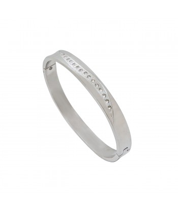 Γυναικείο Βραχιόλι Χειροπέδα από Ατσάλι με Ζιργκόν πέτρες (12gr) Γυναικείο Βραχιόλι Χειροπέδα από Ατσάλι με Ζιργκόν πέτρες (12gr)