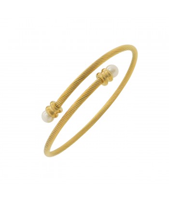 Γυναικείο Βραχιόλι Χειροπέδα Χρυσό από Ατσάλι με Πέρλα Γυναικείο Βραχιόλι Χειροπέδα Χρυσό από Ατσάλι με Πέρλα