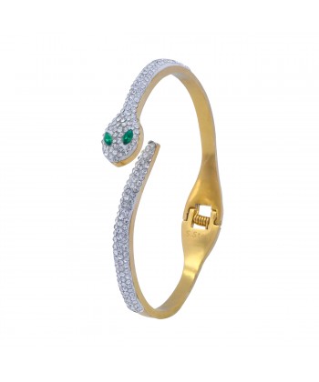 Γυναικείο Βραχιόλι από Ατσάλι σε Χρυσό Χρώμα "Φίδι" με Ζιργκόν πέτρες Γυναικείο Βραχιόλι από Ατσάλι σε Χρυσό Χρώμα "Φίδι" με Ζιργκόν πέτρες