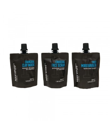 MAN STUFF ΑΝΔΡΙΚΟ ΣΕΤ ΠΕΡΙΠΟΙΗΣΗΣ, 50ml Μάσκα προσώπου, 50ml Scrub προσώπου, 50ml ενυδατική κρέμα προσώπου