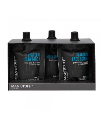 MAN STUFF ΑΝΔΡΙΚΟ ΣΕΤ ΠΕΡΙΠΟΙΗΣΗΣ, 50ml Μάσκα προσώπου, 50ml Scrub προσώπου, 50ml ενυδατική κρέμα προσώπου