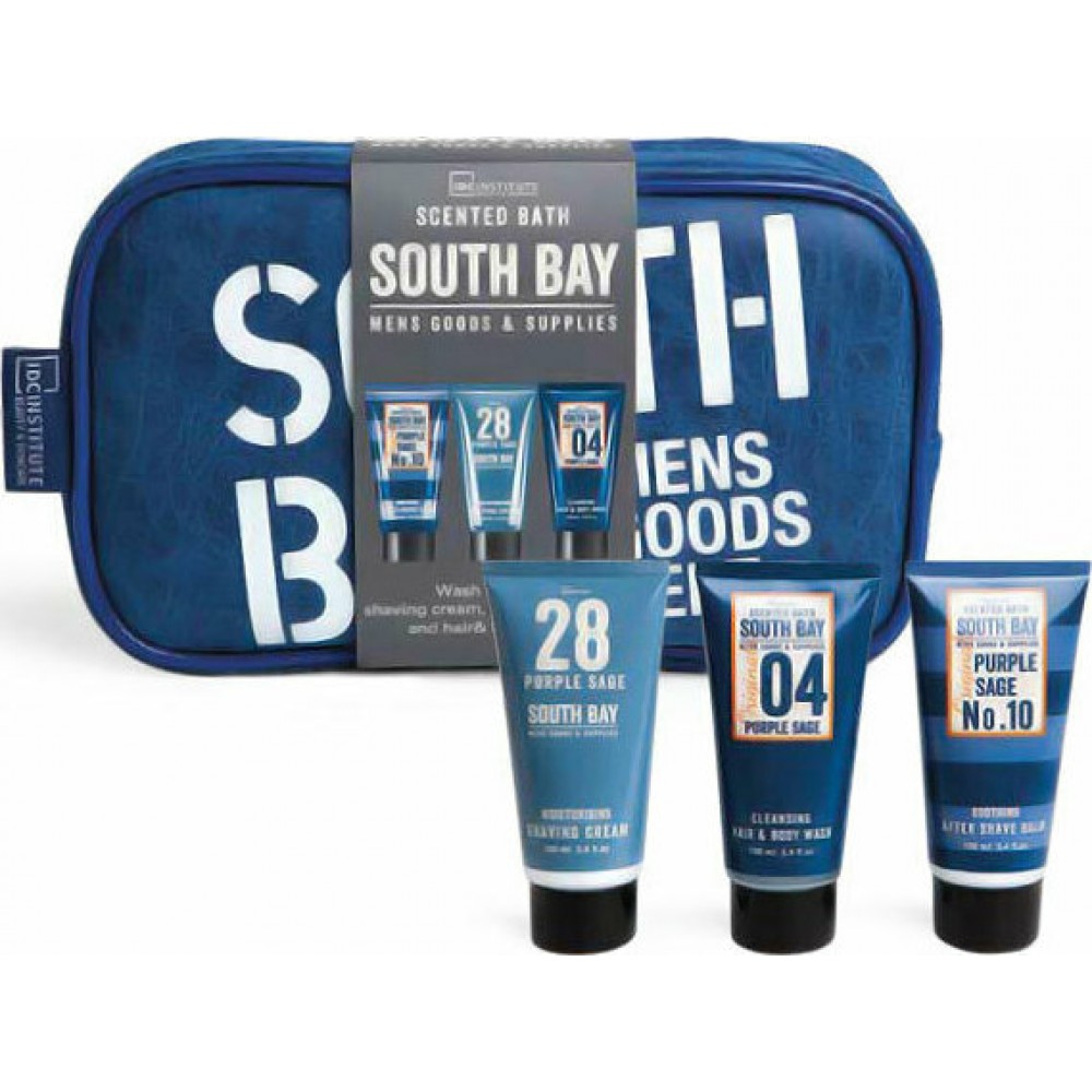 IDC Institute "South Bay" Gift Set - After Shave Balm, Hair&Body Wash, Shaving Cream, Νεσεσέρ