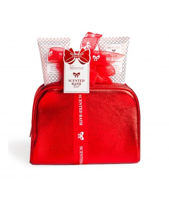 IDC Intitute Scented Bath Red Gift Set - Άρωμα "Ρόδι Αλόη" με Shower Gel, Body Lotion, Σφουγγάρι Σώματος Σετ Δώρου