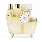 IDC Institute Gold Bath Tube Set Vanilla & Sandalwood Σετ Περιποίησης για Καθαρισμό Σώματος 5τμχ
