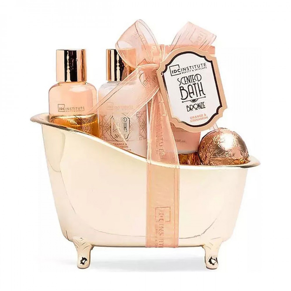 IDC Institute Bronze Bath Tube Set Orange & Cinnamon Σετ Περιποίησης για Καθαρισμό Σώματος 5τμχ