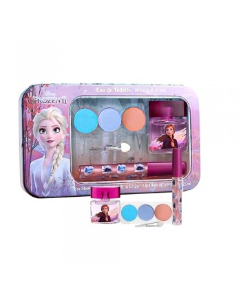 Frozen II Metallic Gift Set "Eau De Toilette, 3 Eye Shadow, Lip Gloss, Cosmetic Brush 